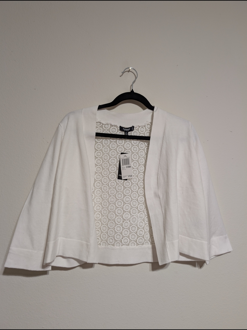 Premise Bright White Crochet Circle Shrug
